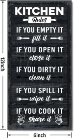 Hanging Kitchen Rules Wood Decor Sign, Rustic Kitchen Wooden Signs, Printed Wood Wall Art Sign, Kitchen Door Rules Rustic Sign