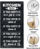 Hanging Kitchen Rules Wood Decor Sign, Rustic Kitchen Wooden Signs, Printed Wood Wall Art Sign, Kitchen Door Rules Rustic Sign