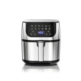 8.5Qt Air Fryer, 12-In-1 Large Capacity For Family, 400 F Rapid Air Crispy Technology, Roast Bake Dehydrate Reheat, 1800W (Option: silver)