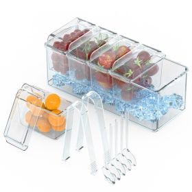 Condiment Caddy Serving Tray Bar Garnish Holder Ice Chilled Food Storage With 5 Removable Containers 5 Lids 2 (Option: 1Set)