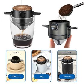 1 Pc Portable Coffee Filter Funnel Stainless Steel Easy-to-Use & Clean Reusable Pour Over Dripper (Color: White)