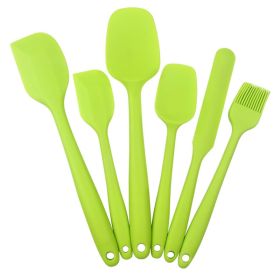 6pcs Silicone Kitchenware Set; 2 Sized Scraper and Spatula; Brush (Color: 6PCS Green)